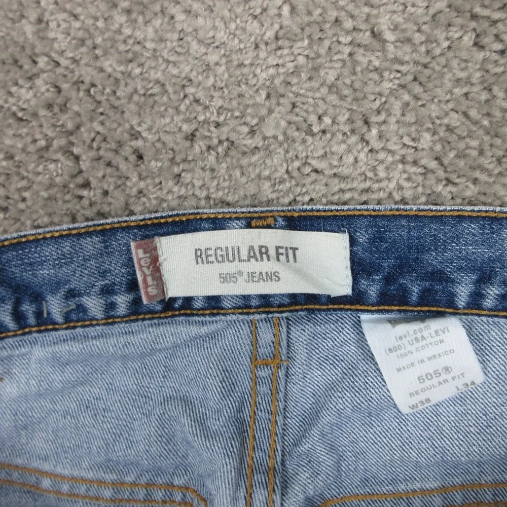 Vintage‎ Levis Jeans Mens 38x34 Blue 505 Regular Straight Denim Pants Y2K 2004